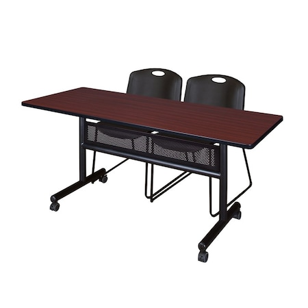 Kobe Rectangle FlipTop Table, 60" W, 29" H, Laminate Top, Mahogany MKFTM6024MH44BK